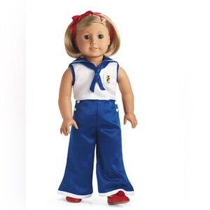 Kit Kittredge American Girl in Beach Pajamas and Slippers and book sailor outfit